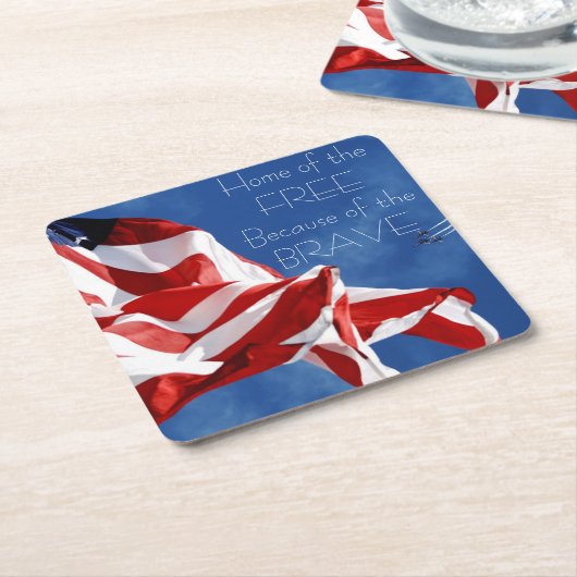 Homeof the Free Because of the Brave Coaster スクエアペーパーコースター (アングル)