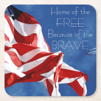 Homeof the Free Because of the Brave Coaster スクエアペーパーコースター