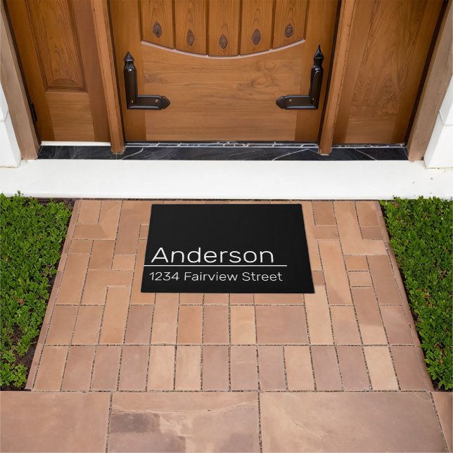 Homeowner Name & Address白黒メールボックスデカール ドアマット (室外)