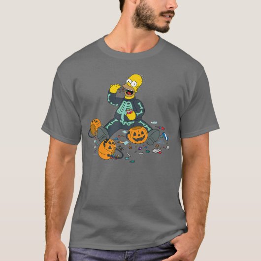 Homer Halloween Trick or Treat Candy Binge Tシャツ (正面)