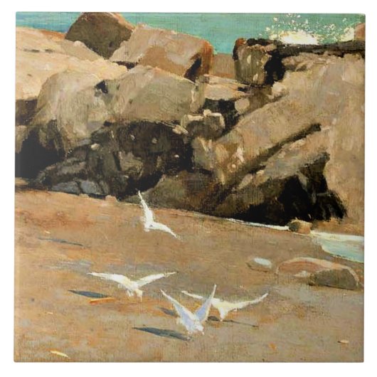 Homer - Rocky Coast and Gulls, fine art タイル (正面)