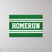 HOMERUN Bright Green White Summer Baseball Stripes キャンバスプリント (正面)