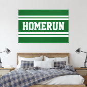 HOMERUN Bright Green White Summer Baseball Stripes キャンバスプリント (インサイチュ (寝室))