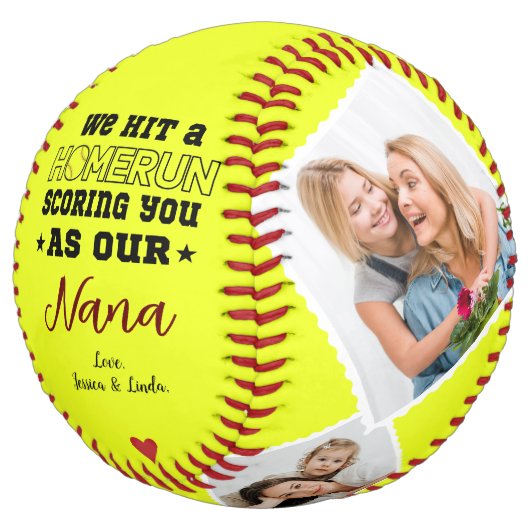 Homerun Nanaおばあちゃんの母の日のカスタム写真 ソフトボール (アングル)