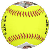 Homerun Papa父の日の写真カスタムと名前 ソフトボール (裏面)