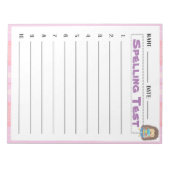 Homeschoolスペルテストテンプレートメモ帳 ノートパッド (正面)