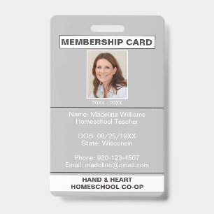 Homeschool CO-OPメンバーシップグレーの親IDバッジ バッジ
