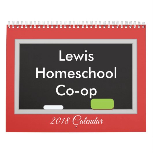 Homeschool Co op Chalkboard on Red Background カレンダー (カバー)