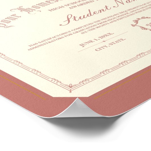 Homeschool Diploma Traditional Soft Red ポスター (角)