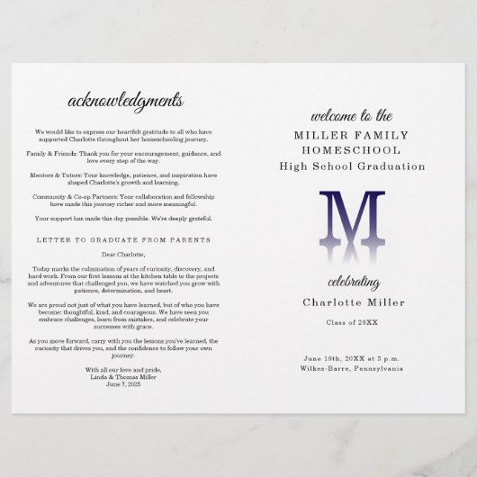 Homeschool Graduation Program Folded Pamphlet チラシ (正面)