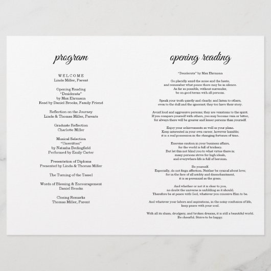 Homeschool Graduation Program Folded Pamphlet チラシ (裏面)