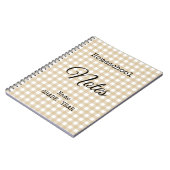 Homeschool Tan Gingham Pattern Back to School ノートブック (左側)