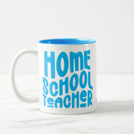 Homeschool Teacher | Blue Typography ツートーンマグカップ