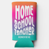 Homeschool Teacher Colorful Ombre スリム缶クーラー (裏面)