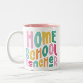 Homeschool Teacher Colorful Text ツートーンマグカップ (左)