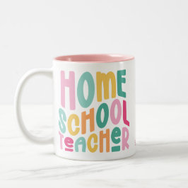 Homeschool Teacher Colorful Text ツートーンマグカップ