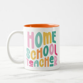 Homeschool Teacher | Colorful Text ツートーンマグカップ