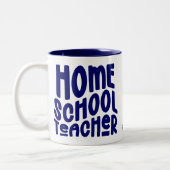 Homeschool Teacher | Dark Blue Typography Design ツートーンマグカップ (左)
