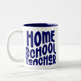 Homeschool Teacher | Dark Blue Typography Design ツートーンマグカップ