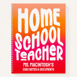 Homeschool Teacher Orange Red Ombre ノートブック