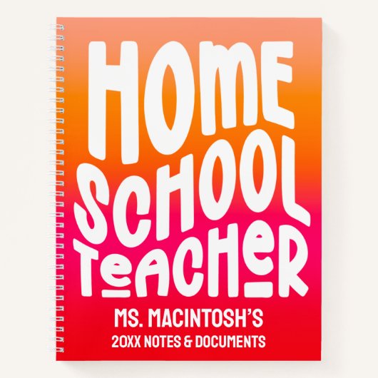 Homeschool Teacher Orange Red Ombre ノートブック (正面)