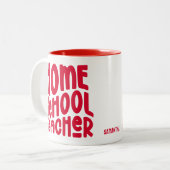 Homeschool Teacher | Red Typography Design ツートーンマグカップ (正面左)