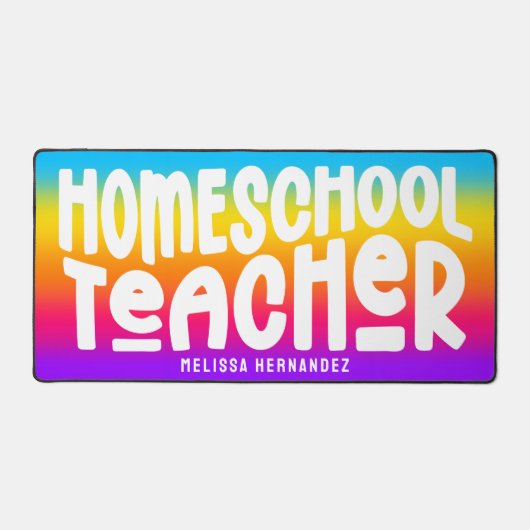 Homeschool Teacher | Text Design Rainbow Ombre デスクマット (正面)