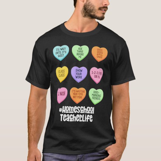 Homeschool Teacher Valentines Day Conversation Hea Tシャツ (正面)