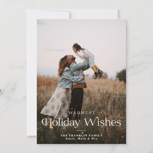 Homest Holiday Wishes モダン Holiday Photo Card シーズンカード (正面)