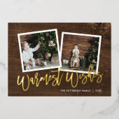 Homest Wishesの金ゴールド素朴スクリプト写真 箔シーズンカード (正面)