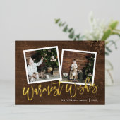 Homest Wishesの金ゴールド素朴スクリプト写真 箔シーズンカード (立ち正面)