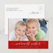 Homest Wishesスクリプトクリスマスフォトカード シーズンポストカード (正面/裏面)