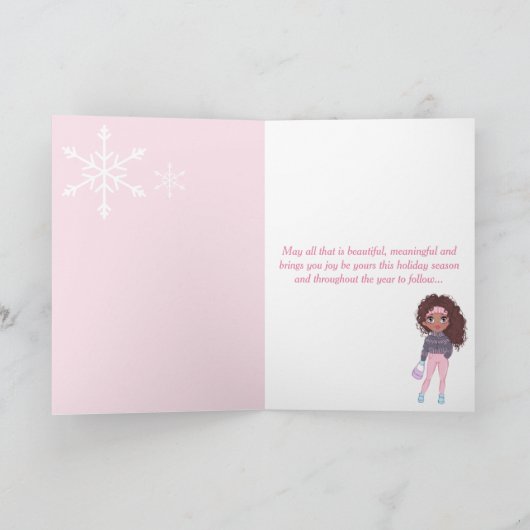 Homest Wishesパリエッフェルタワーピンククリスマス シーズンカード (内部)