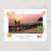 Homest Wishesビーチ写真モダンクリスマス シーズンポストカード (正面)