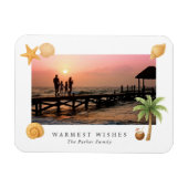 Homest Wishesビーチ写真モダンクリスマス マグネット (横)