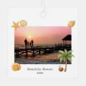 Homest Wishesビーチ写真モダンクリスマス メタルオーナメント (正面)