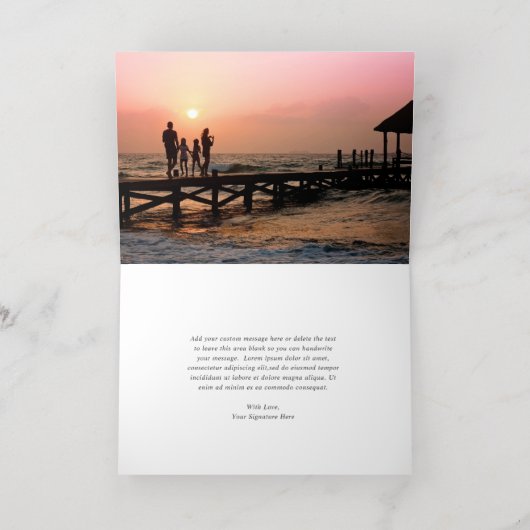 Homest Wishesビーチ写真モダンクリスマス 箔シーズンカード (内側レイダウン)