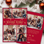 Homest Wishes赤い金ゴールドフォトコラージュクリスマス シーズンカード