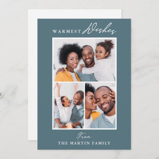 Homest Wishes青3枚の写真コラージュ シーズンカード (正面/裏面)