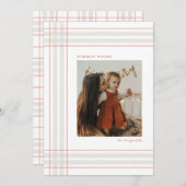 Homest Wishes モダン Holiday Plaid Photo Card シーズンカード (正面/裏面)