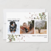 Homest Wishes Botanical 3フォトホリデーカード シーズンカード (正面)
