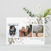 Homest Wishes Botanical 3フォトホリデーカード シーズンカード (スタンド正面)