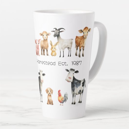 Homestead Name Farm Animals Latte Mug カフェラテマグ (右アングル)