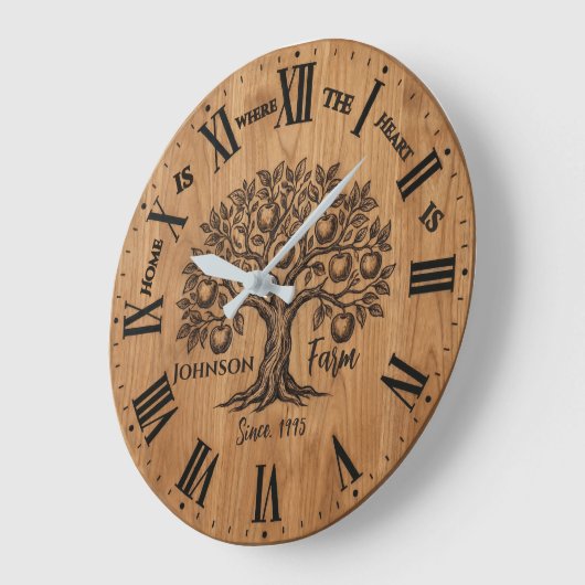 Homestead Wall Clock | Custom Name & Year  ラージ壁時計 (傾斜)