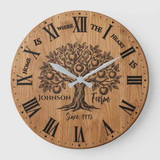 Homestead Wall Clock | Custom Name & Year  ラージ壁時計 (正面)