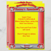 Homestyle料理TODAY'S SPECIALSメニュー挿入 (正面/裏面)