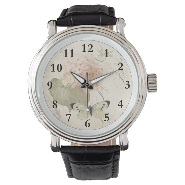 Hometime Old-Style | Antique Red Roses | Retro Rom 腕時計 (正面)