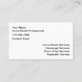 Homewatchおよびコンシェルジュ・サービス 名刺 (裏面)