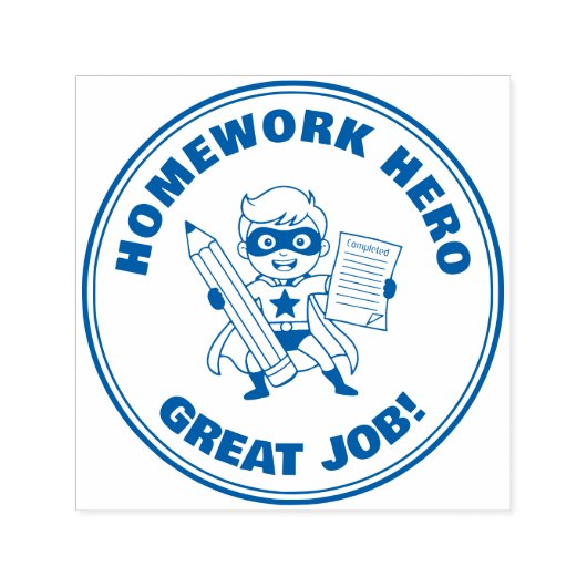 Homework Hero Teacher Reward Motivational セルフインキングスタンプ (デザイン)