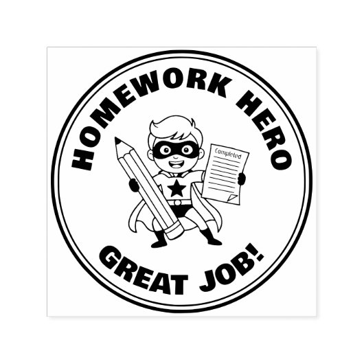 Homework Hero | Teacher Reward Motivational Modern セルフインキングスタンプ (デザイン)